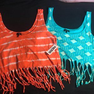 2 Nollie fringe bottom tank tops Medium